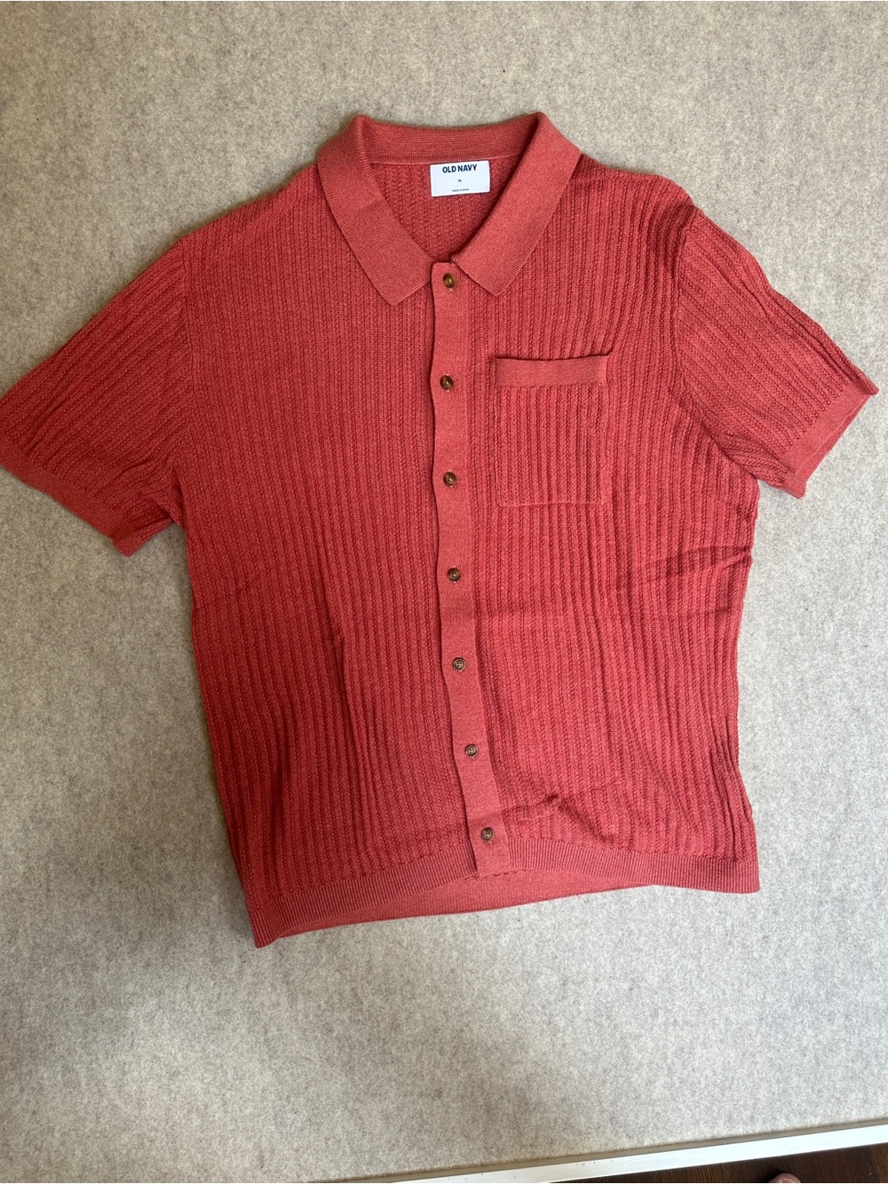 Old Navy Men’s Coral Short-Sleeve Button Polo Shirt XL
